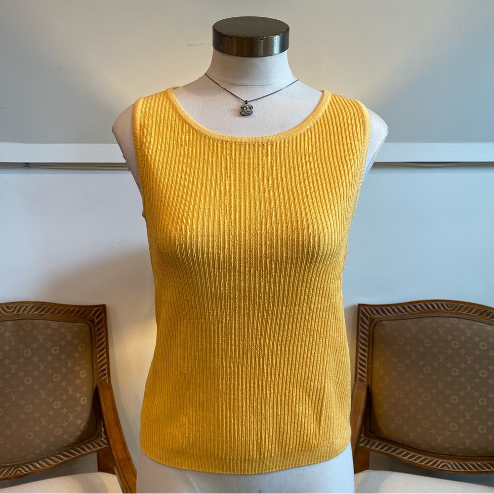 Vintage St. John Yellow Santana Knit Women's Jacket and Tank Top Set, S, Preppy - Picture 2 of 16